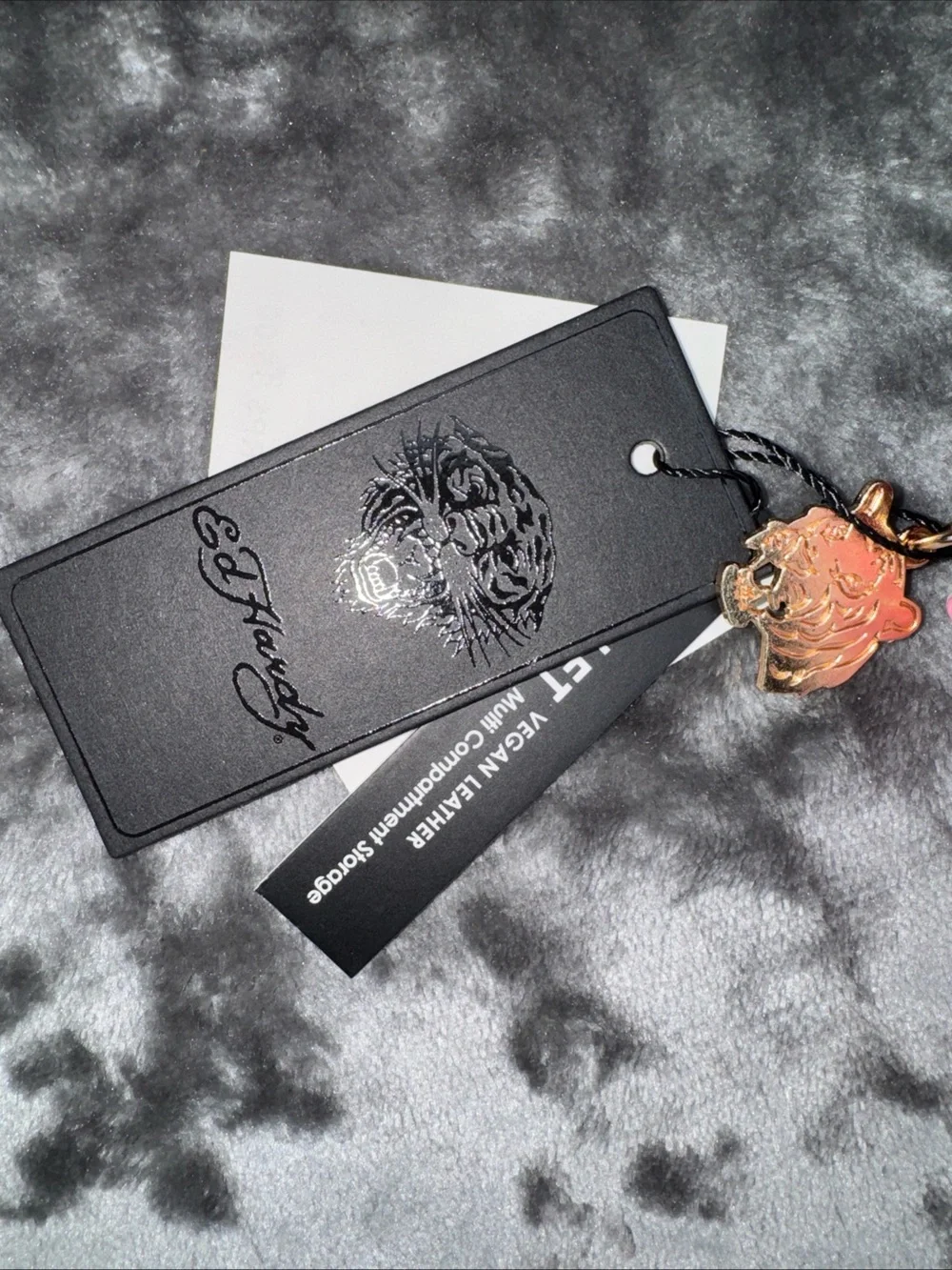Ed Hardy Pink Dual Compartment Wallet Double Zipper Wristlet Vegan Leather